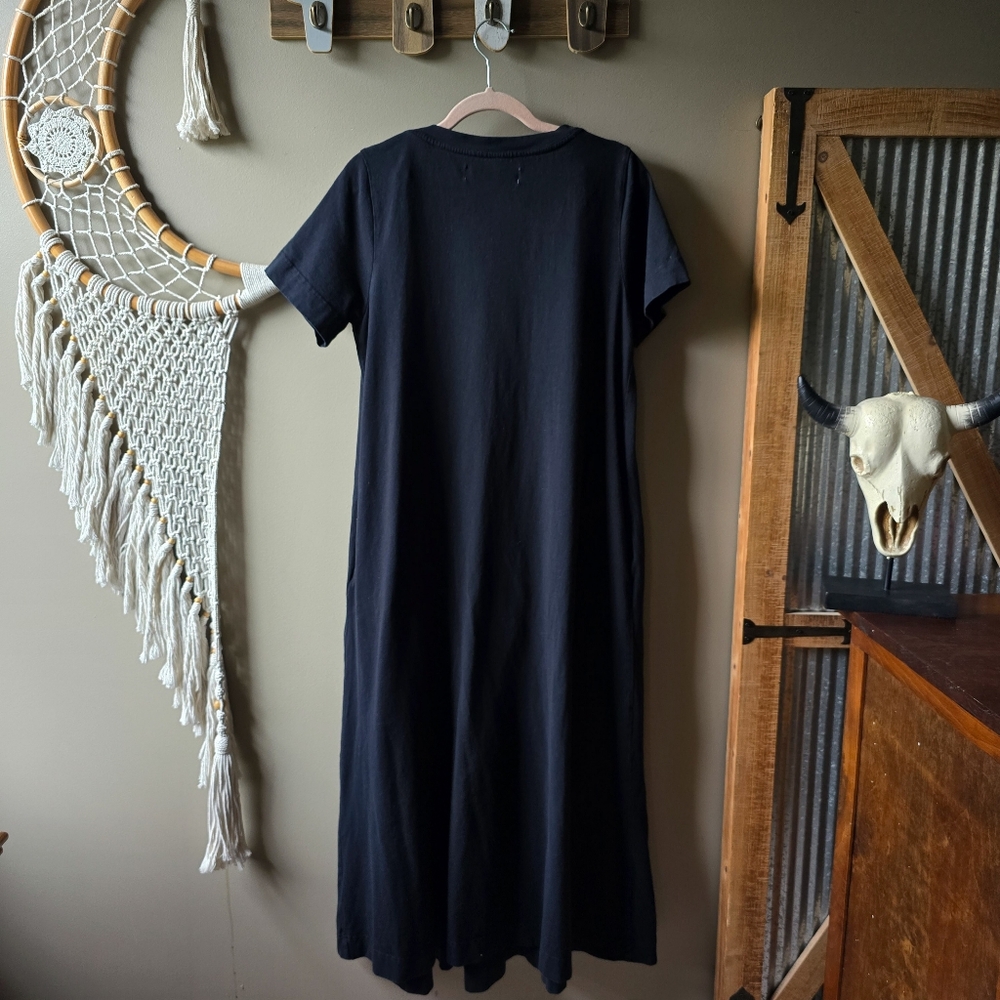 Free People Beach On Repeat Pleated Cotton Midi Dress Black - Picture 3 of 8